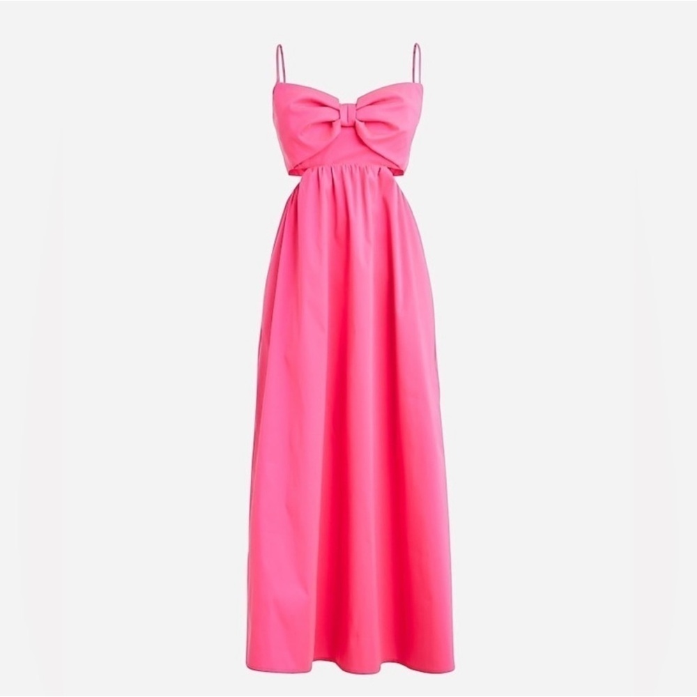 J. Crew Pink Bow Midi Dress with Cutout